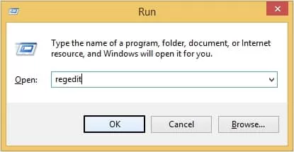 run regedit