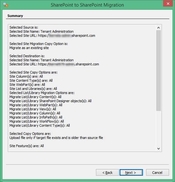 summary section shows the selected