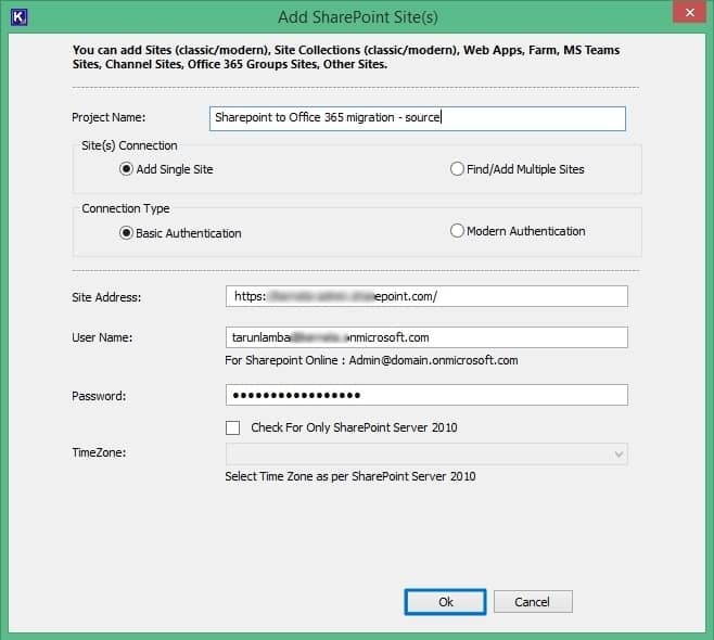 Provide source site address