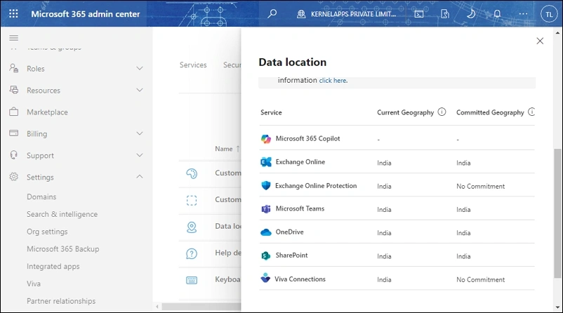 locate the Office 365 tenant