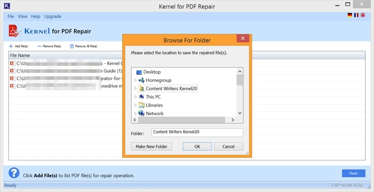 Provide the saving location for your healthy PDF files