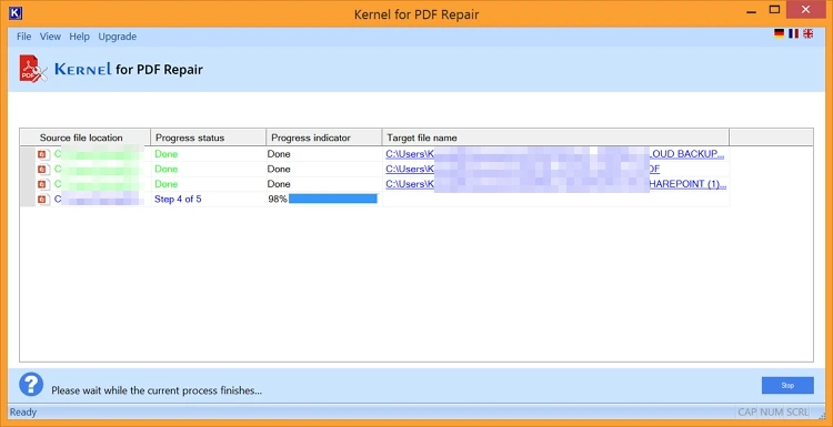 PDF repair process started