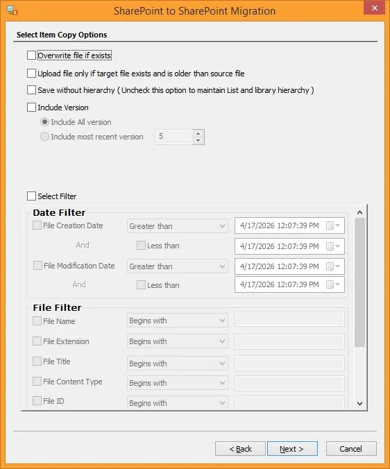 select filters