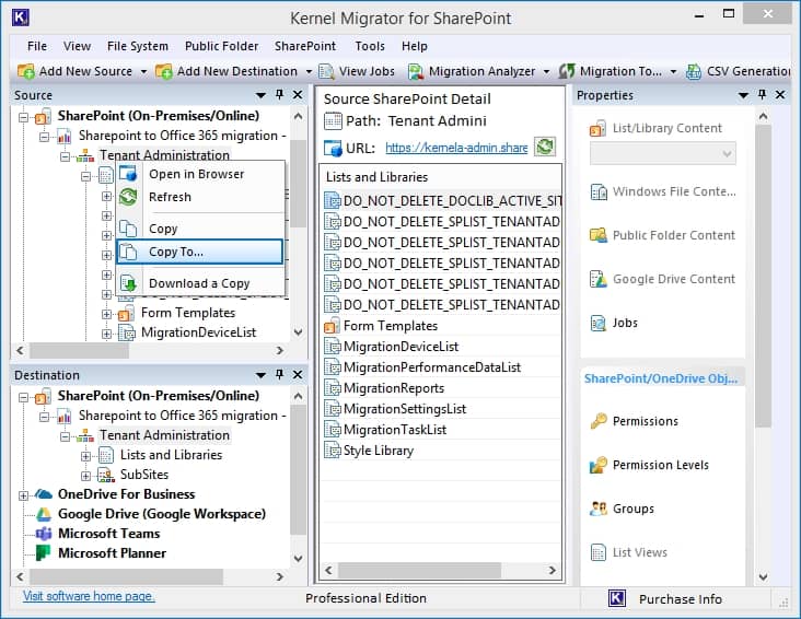 start the SharePoint-to-SharePoint Online