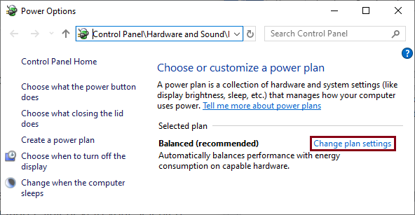 Change Plan Settings