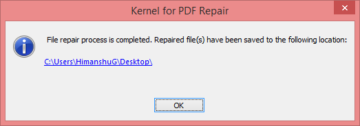 click OK to end the process.