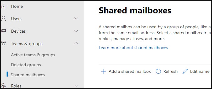 The Shared Mailbox page will appear on the screen select Add a shared mailbox