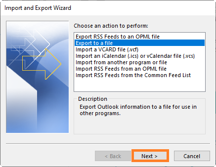 Export to a file