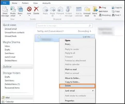 Choose the email causing issue and click on delete