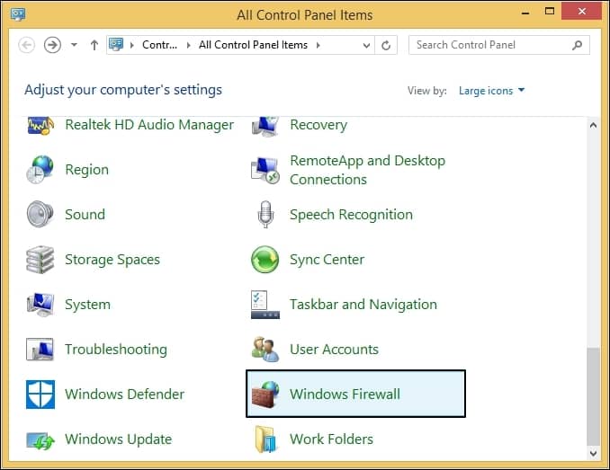 Go to the Control Panel of your system and click on the Windows Firewall 