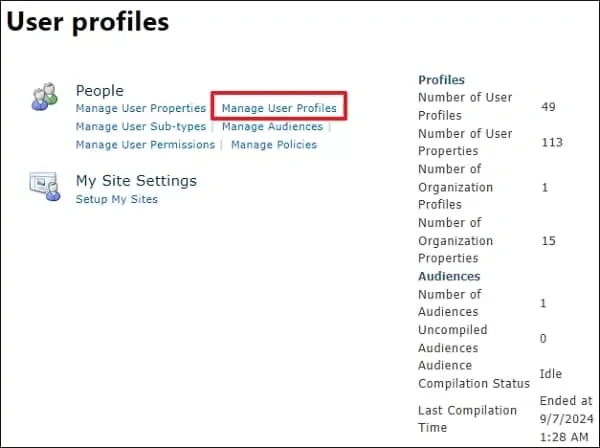 click Manage User Profiles