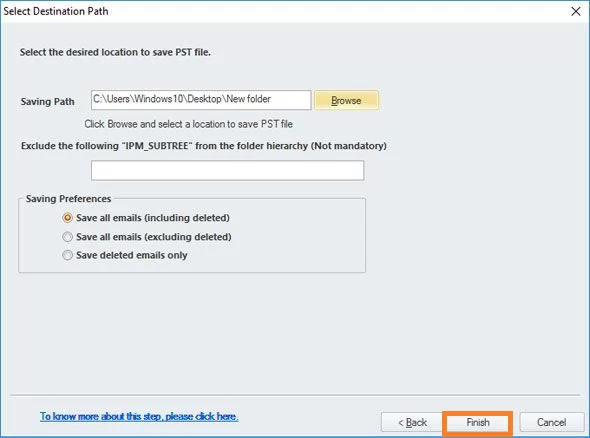 Provide a saving path