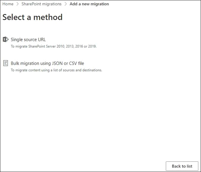 Under Select a method window, select Single source URL