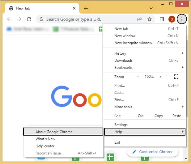 click Help then About Google Chrome
