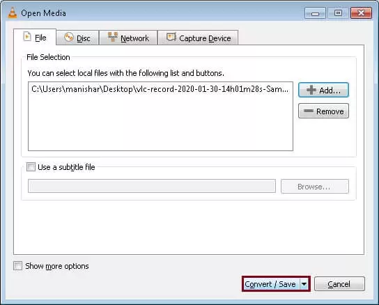 convert save option