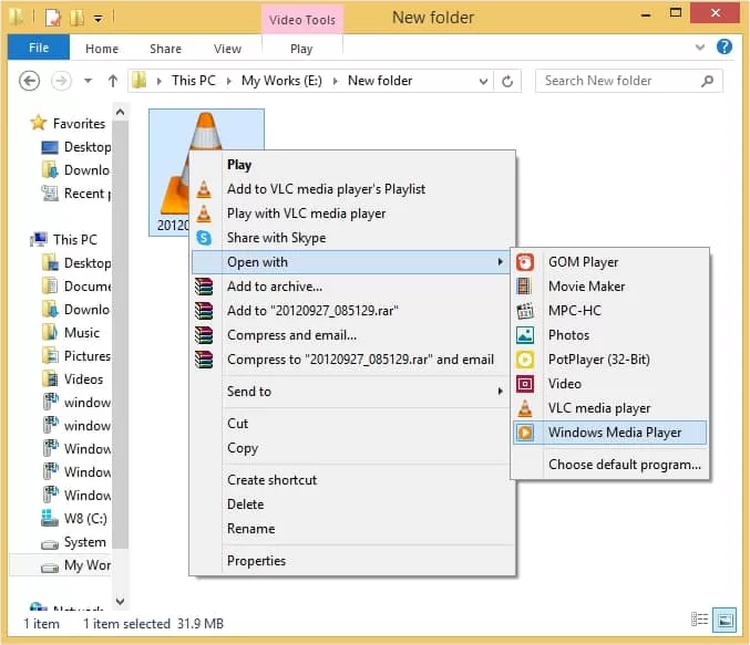 select the preferred media player