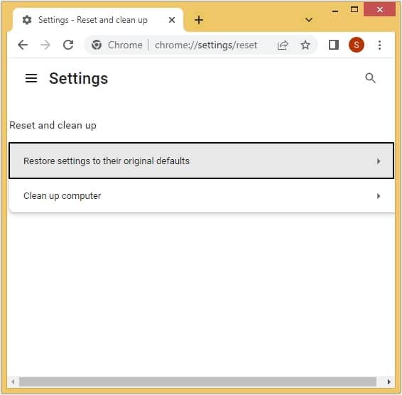 click on Restore settings to their original defaults