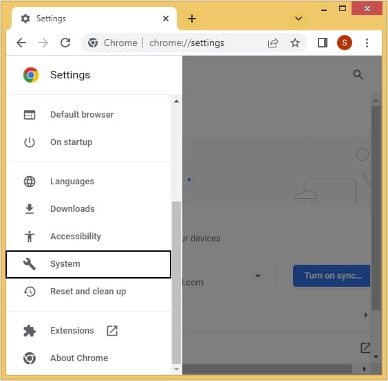 look for the System option from the left side mentioned pane