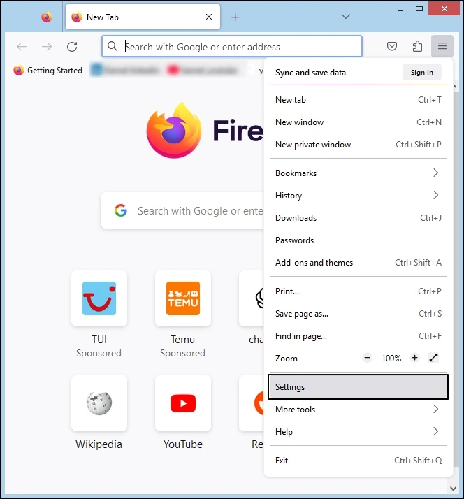 click on settings