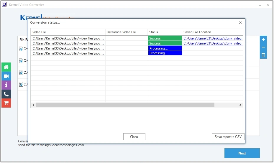 MOV to MP4 conversion begins