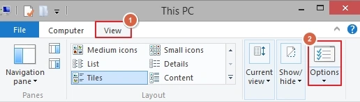 click view then options
