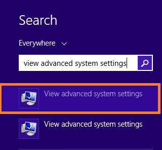 search View advanced system settings