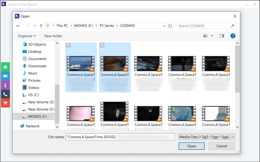 Choose the video files
