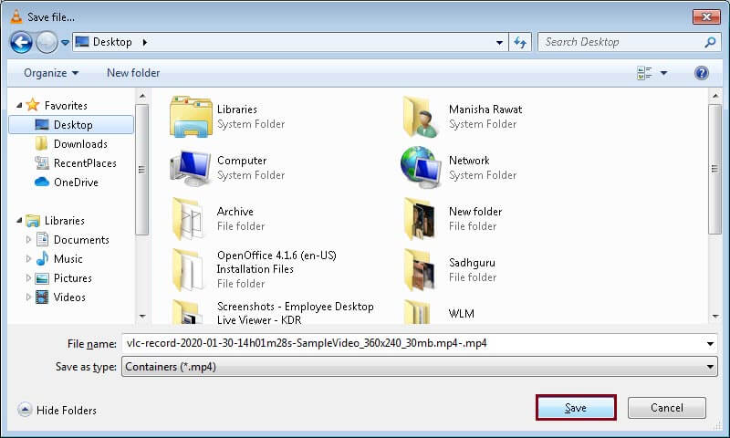 provide a destination to save MP4 file