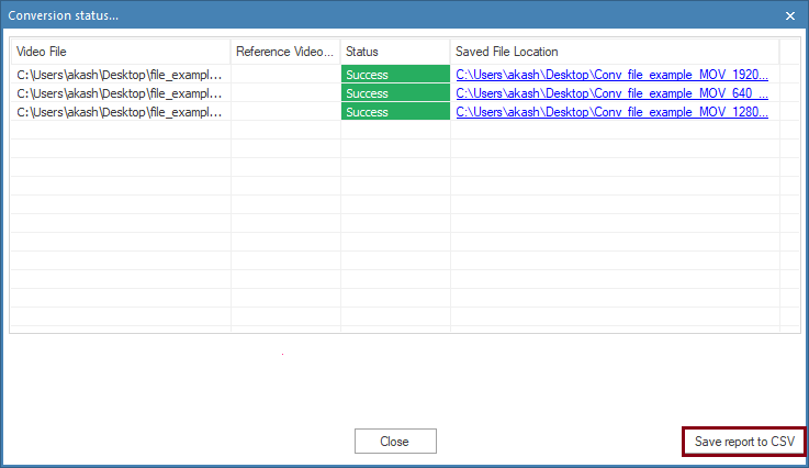 Save report to CSV