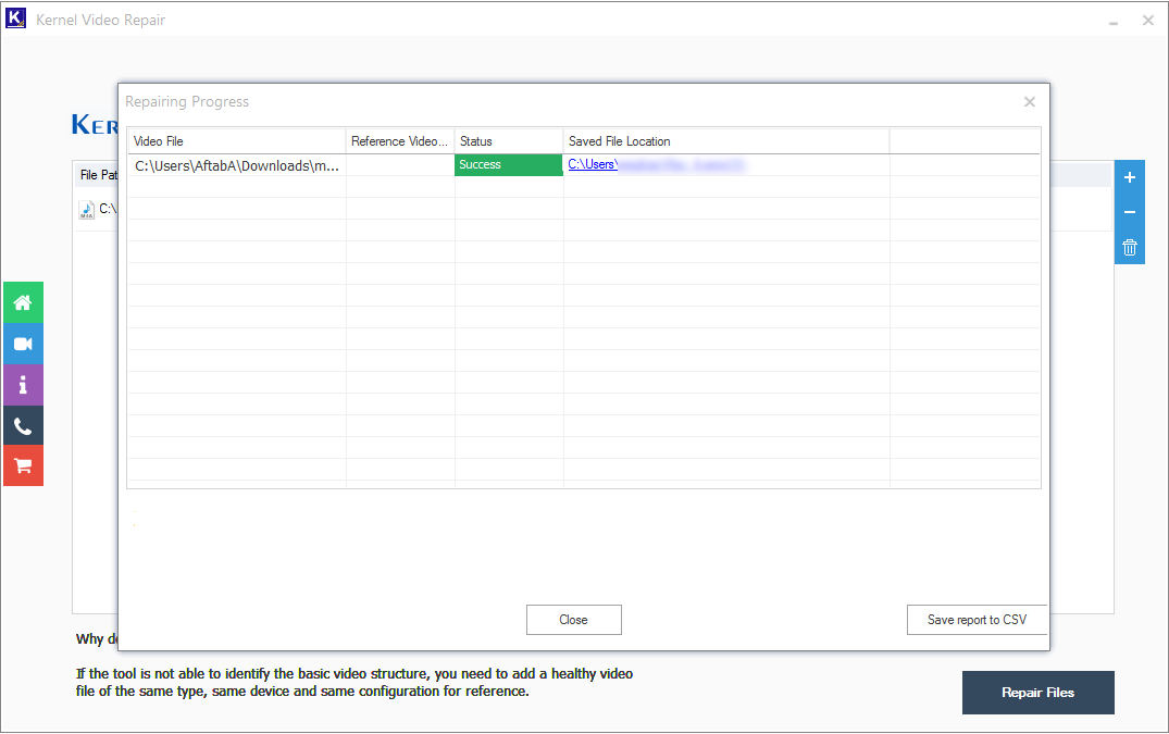 save the report in the CSV