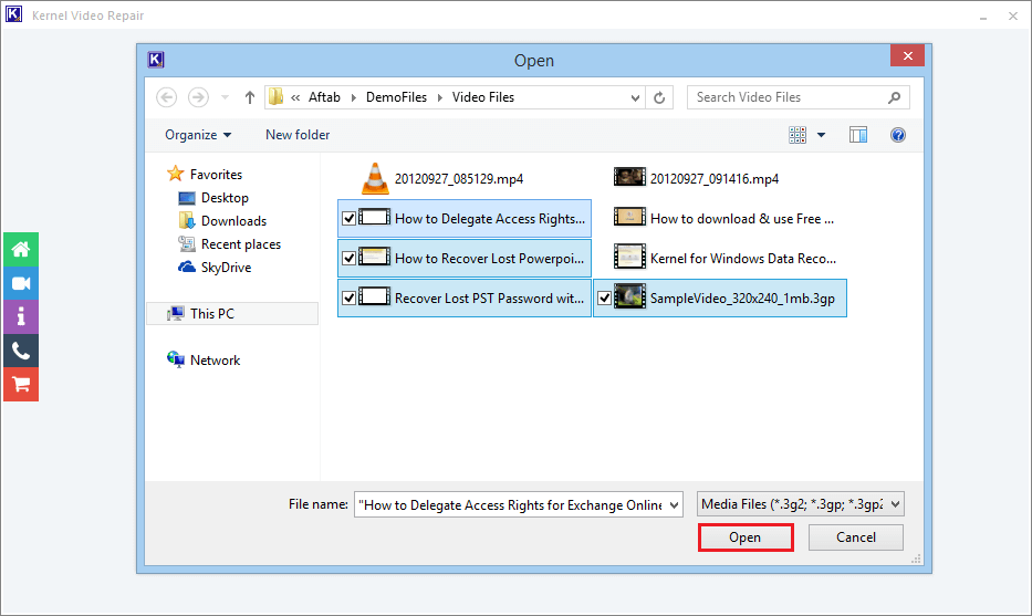 Select the MP4 files or other that want to repair