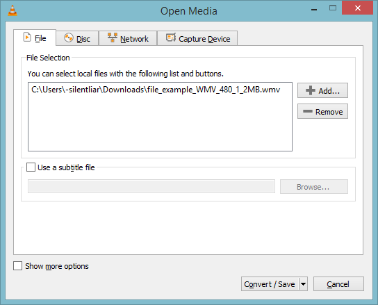 upload the WMV file to convert