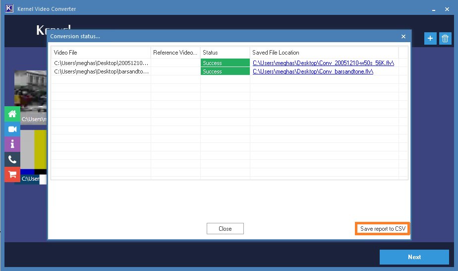 Save report as a CSV file