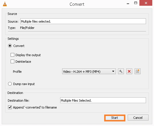 start conversion process