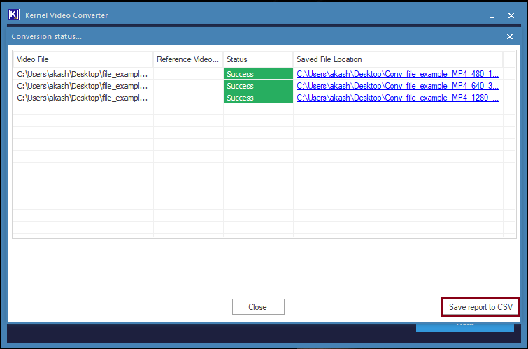 Save report to CSV