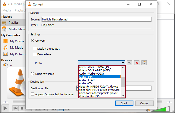 Select Output Profile