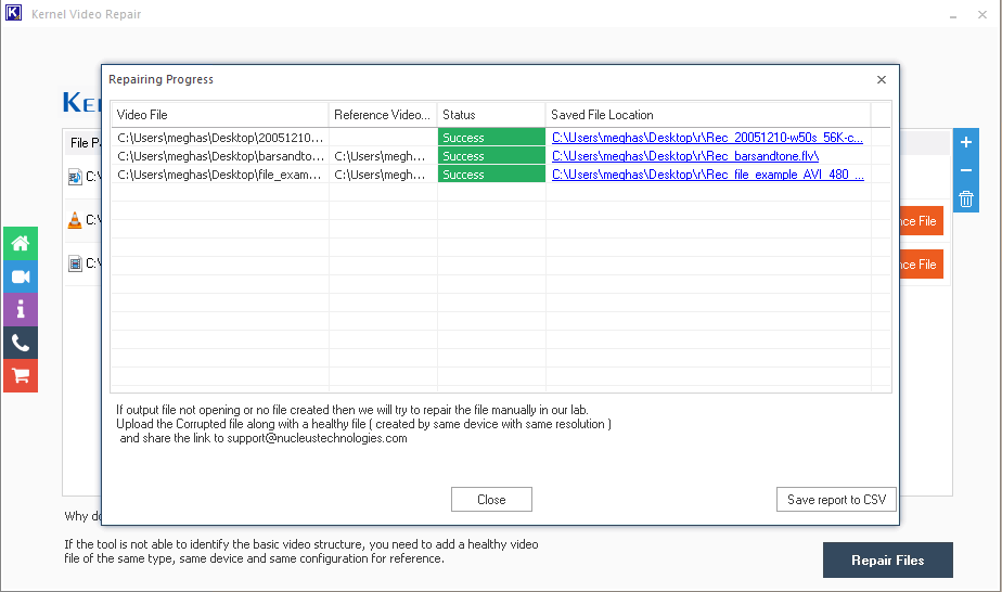 Save report to CSV