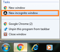 New incognito window