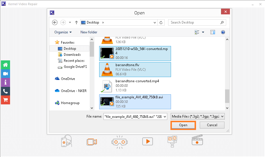 browse and add the video files