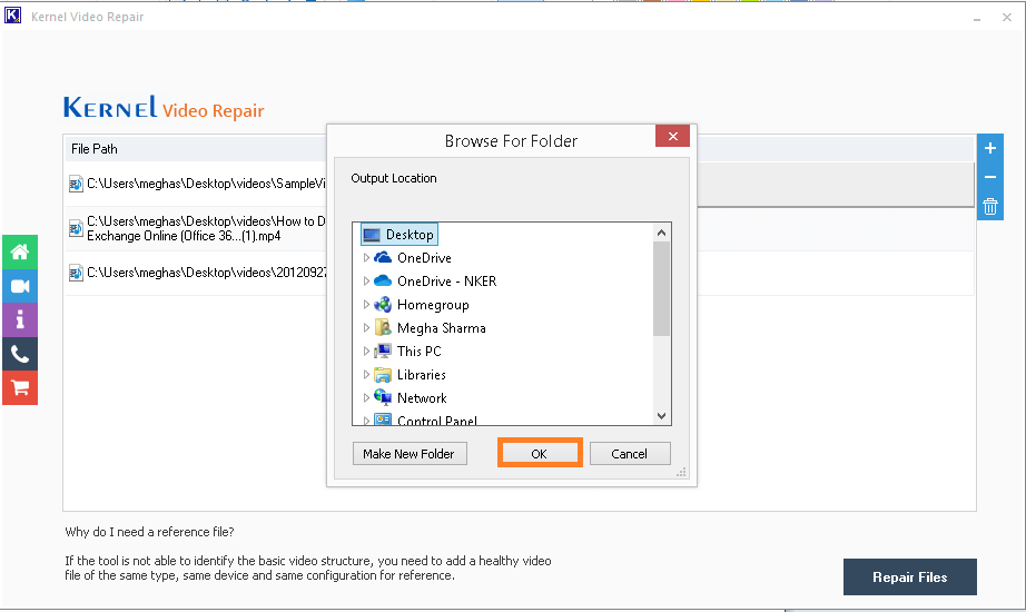 provide a saving folder location