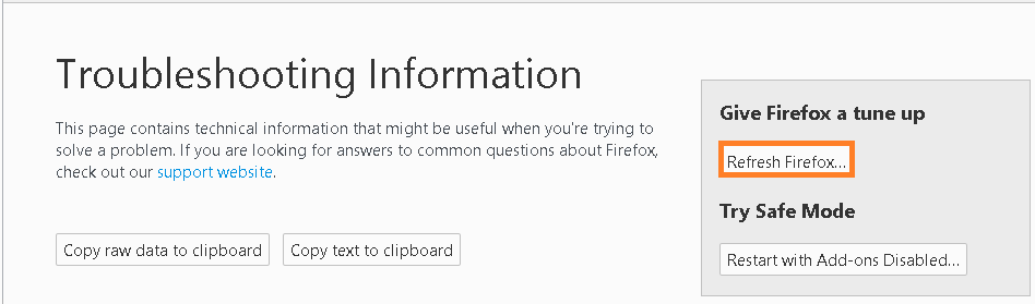 click on Refresh Firefox