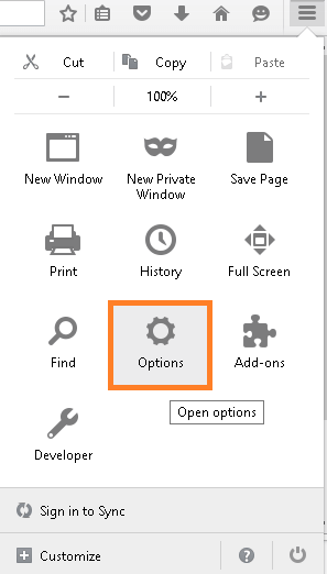 Open Firefox and select Options