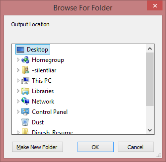 Choose a specific location to save the video and click OK