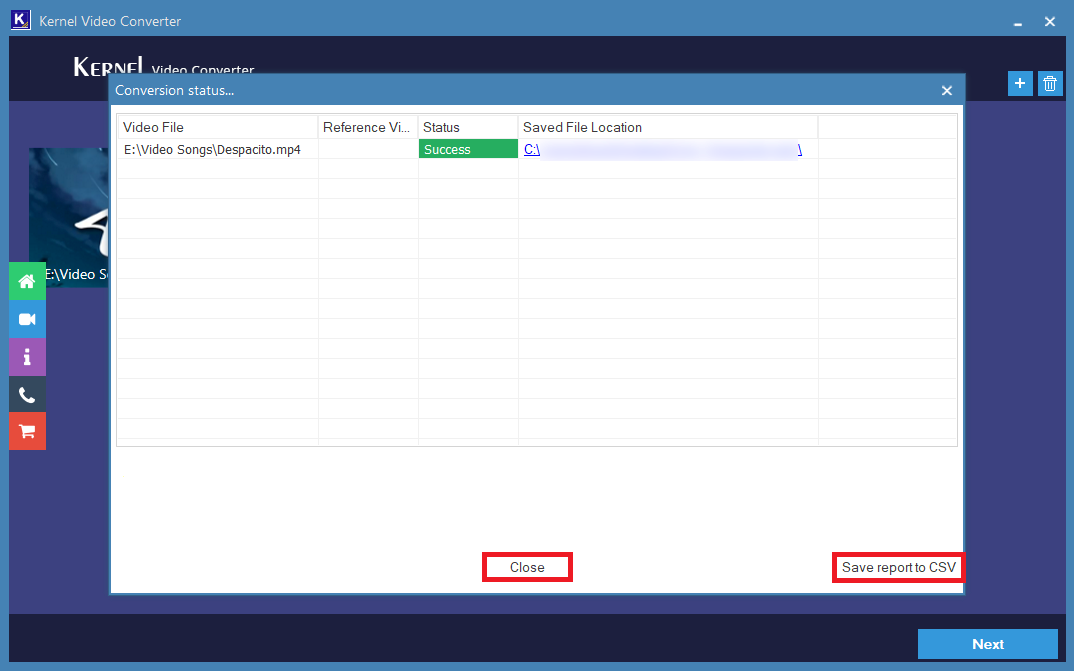 save the conversion report in the CSV