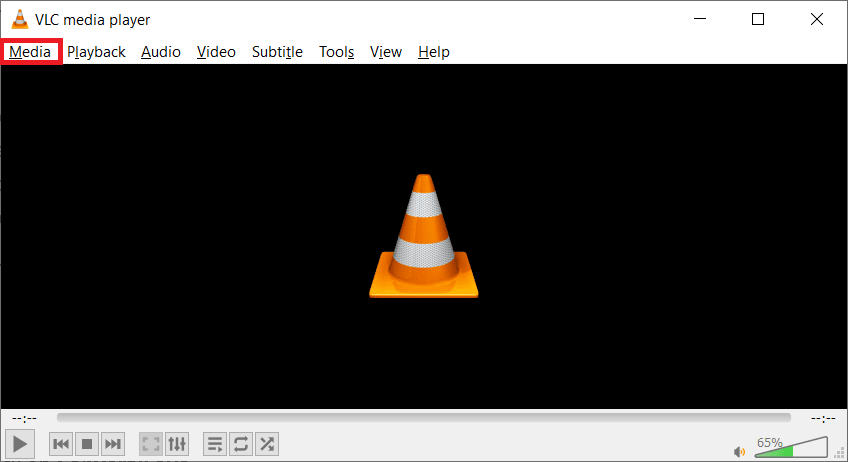 Start VLC Media player and click Media