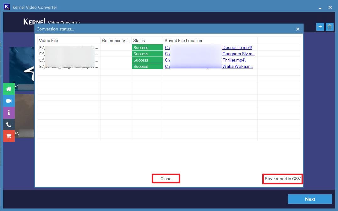 Save reports to CSV file