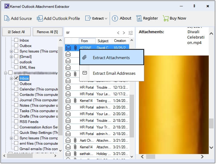 select Extract Attachments option.
