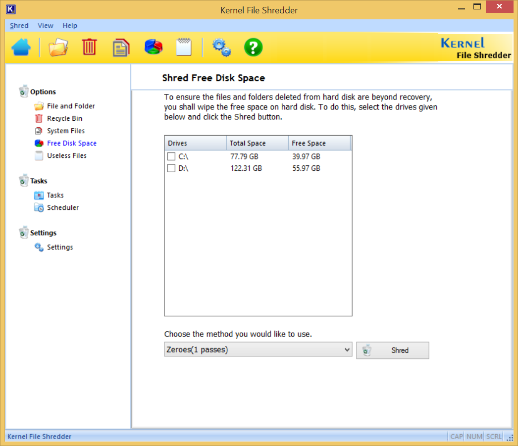 Shred Free Disk Space