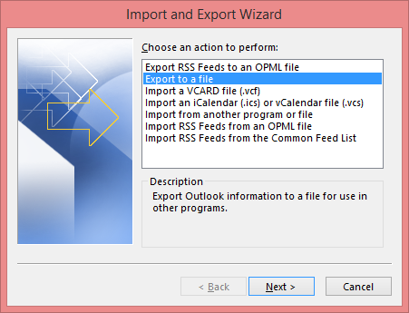 Select Export to a file