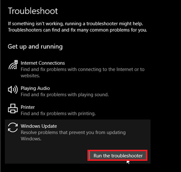 click on Run the troubleshooter